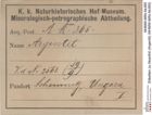 Etiketten zu Akanthit (Argentit) (NHMW-MIN-Ak365)